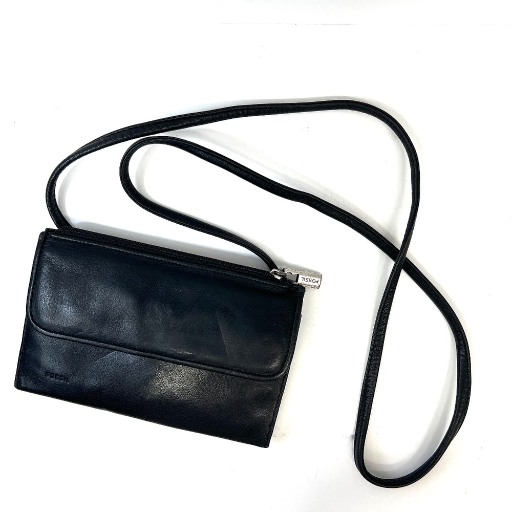 VINTAGE FOSSIL BLACK CROSSBODY BAG